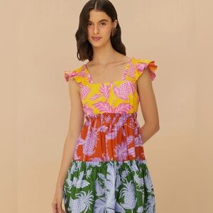 FARM Rio NWT Tropical Swing Mix Mini Colorful Dress in 100% organic Cotton.